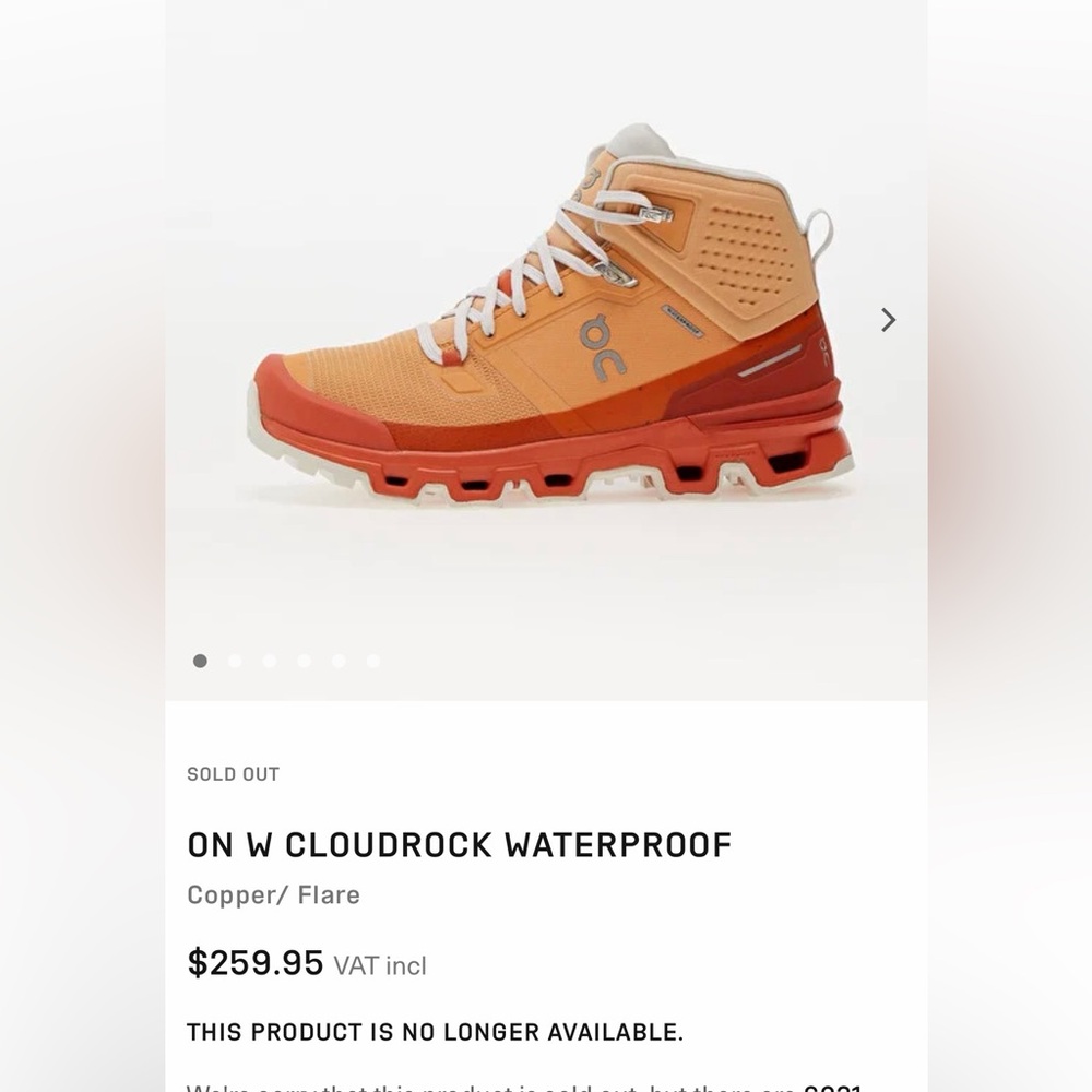 On Cloudrock 2 Waterproof Women's Hiking Boot in Orange sz 5 woman new in box!!